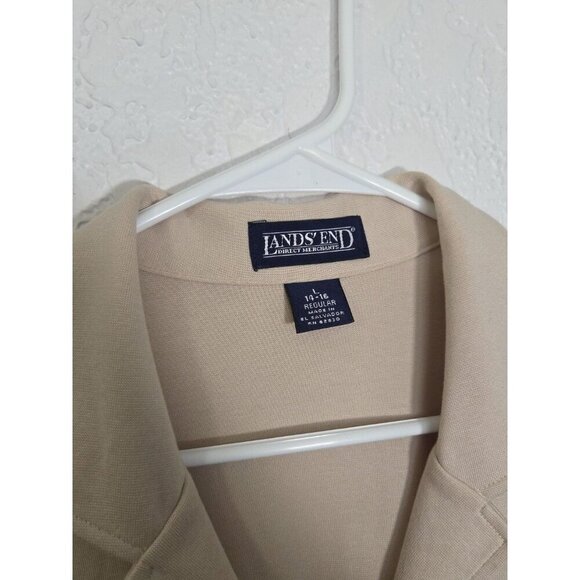 Women's Lands End Blazer Cotton Spandex Size Large Button Down Khaki - Picture 2 of 6